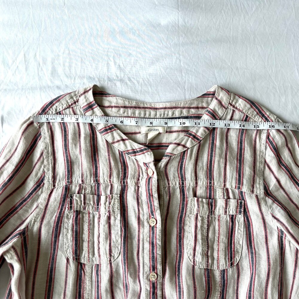 Caslon 100% Linen Striped Shirt Dress - Coastal Midi - Size L - Picture 5 of 11